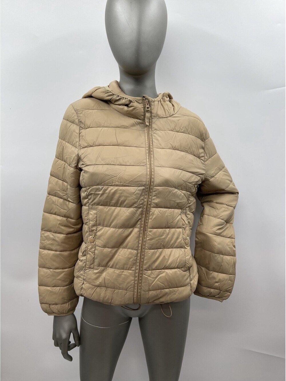 NWT Love Tree Women’s Full Zip Long Sleeve Puffer Jacket, Color Khaki Size M